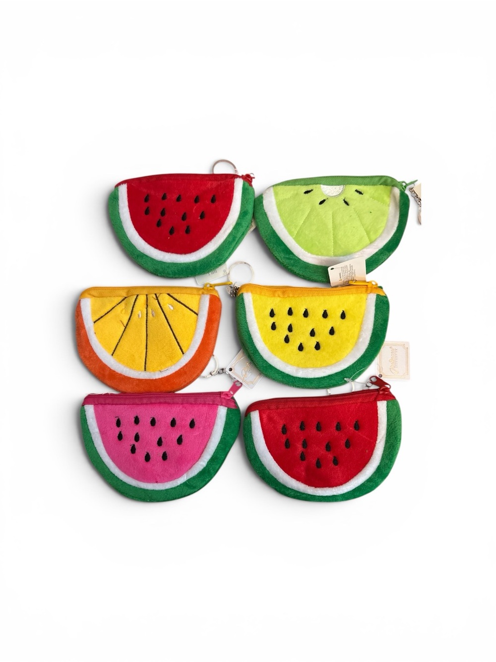 Kids Fruit Zipper Coin Pouch - Green, Red, Yellow, Pink, Orange